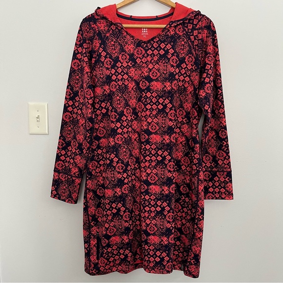 Title Nine Women’s Mercury Abstract Hooded Dress Size XL Long Sleeves Athletic - Picture 2 of 12